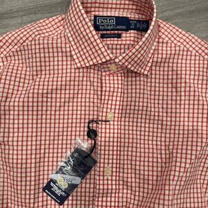 Ralph Lauren Red and White Plaid Men's Shirt